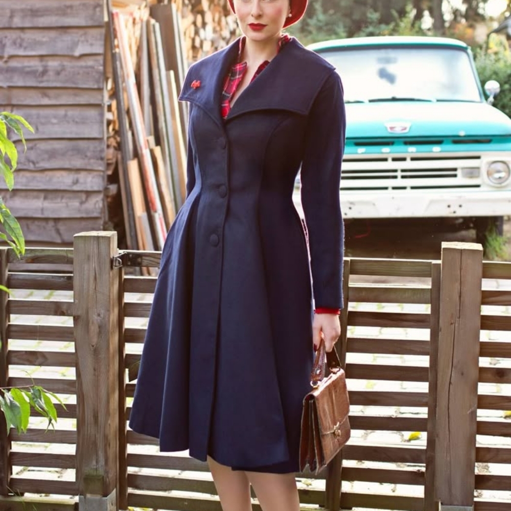 1950s style retro coat, Hell Bunny cinched waist vintage jacket